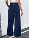 High-Rise Pleated Waist Wide Leg Pants