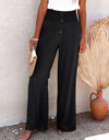 Full Size Decorative Button High Waist Pants