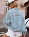 Lantern Sleeve Denim Jacket