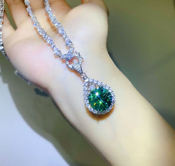 10 Carat Moissanite 925 Sterling Silver Teardrop Shape Necklace