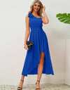 Bow Asymmetrical Neck Sleeveless Dress