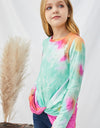 Girls Tie-Dye Twist Front Long Sleeve Top