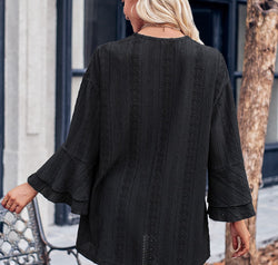 Eyelet Bell Sleeve Cardigan