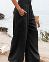 Plus Size Smocked High Waist Wide Leg Pants