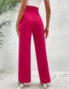 Buttoned Wide Waistband Wide Leg Pants