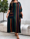 Plus Size Striped Maxi Dress with Pockets