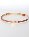 Skinny PU Leather Belt with Alloy Buckle