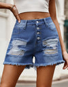 US Flag Distressed Denim Shorts