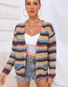 Striped Long Sleeve Open Front Cardigan