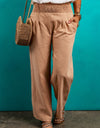 Smocked Elastic Waist Pants with Pockets