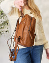 SHOMICO PU Leather Woven Backpack