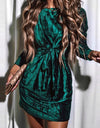 Tied Round Neck Long Sleeve Dress