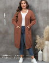 Plus Size Long Sleeve Pocketed Cardigan