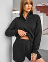Half Button Sweatshirt and Shorts Active Set