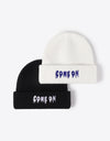 COME ON Embroidered Cuff Knit Beanie