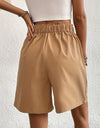 Pocketed Half Elastic Waist Shorts