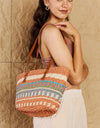 Fame By The Sand Straw Braided Striped Tote Bag