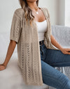 Openwork Open Front Half Sleeve Cardigan