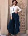 Slit Ruffled Wide Leg Pants