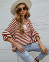 Striped Button Up Long Sleeve Cardigan