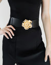 Flower Alloy Buckle Elastic Belt