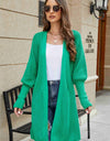 Open Front Lantern Sleeve Cardigan