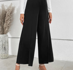 Chain Detail Slit Straight Pants