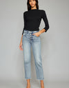 Kancan High Waist Button Fly Raw Hem Cropped Straight Jeans