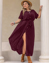 Plus Size Round Neck Half Sleeve Dress