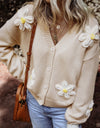 Flower Dropped Shoulder Long Sleeve Cardigan