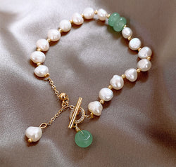 Pearl Green Stone Link Bracelet