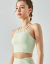 Crisscross Gathered Detail Cropped Sports Cami