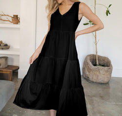 Tiered V-Neck Sleeveless Dress