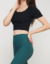 Round Neck Short Sleeve Cropped Sports Top