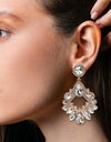 Zinc Alloy Frame Glass Stone Dangle Earrings