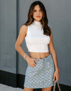 Sequin High Waist Mini Denim Skirt