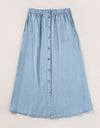 Snap Down High Waist Denim Skirt