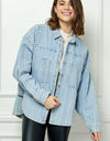 Veveret Button Up Dropped Shoulder Denim Top