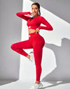 Round Neck Long Sleeve Top and Leggings Active Set