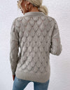 Openwork Cutout Dropped Shoulder Sweater