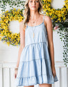 Spaghetti Strap Tiered Denim Dress