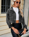 Pocketed Button Up Dropped Shoulder Denim Jacket