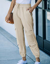 Drawstring Waist Zip Detail Joggers with Pockets