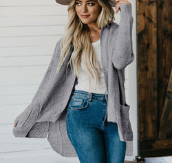 High-Low Open Front Cardigan with Pockets