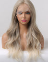 13*2" Lace Front Wigs Synthetic Long Wave 24" 150% Density in Medium Blonde Highlights