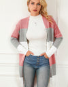 Striped Open Front Long Sleeve Cardigan