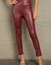 PU High Waist Straight Pants