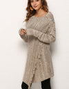 One-Button Tassel Tie Asymmetrical Hem Cardigan