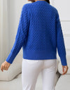 Round Neck Cable-Knit Buttoned Knit Top