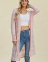 Double Take Full Size Open Front Longline Cardigan